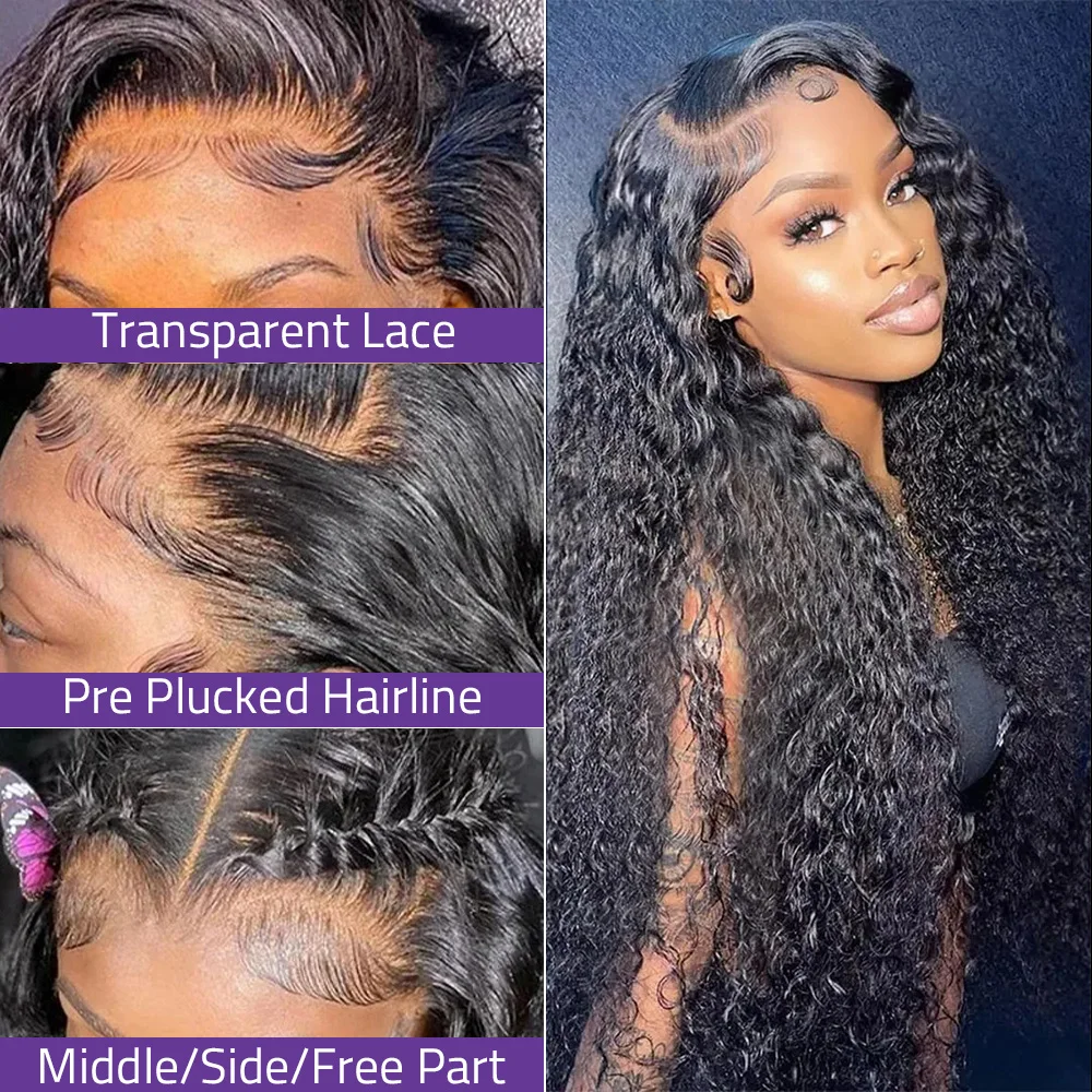 200% Density 13x6 Hd Lace Frontal Wigs Brazilian 34 38 Inch Deep Wave Human Hair 5x5 Lace Front Wig For Black Women Pre Plucked image 2