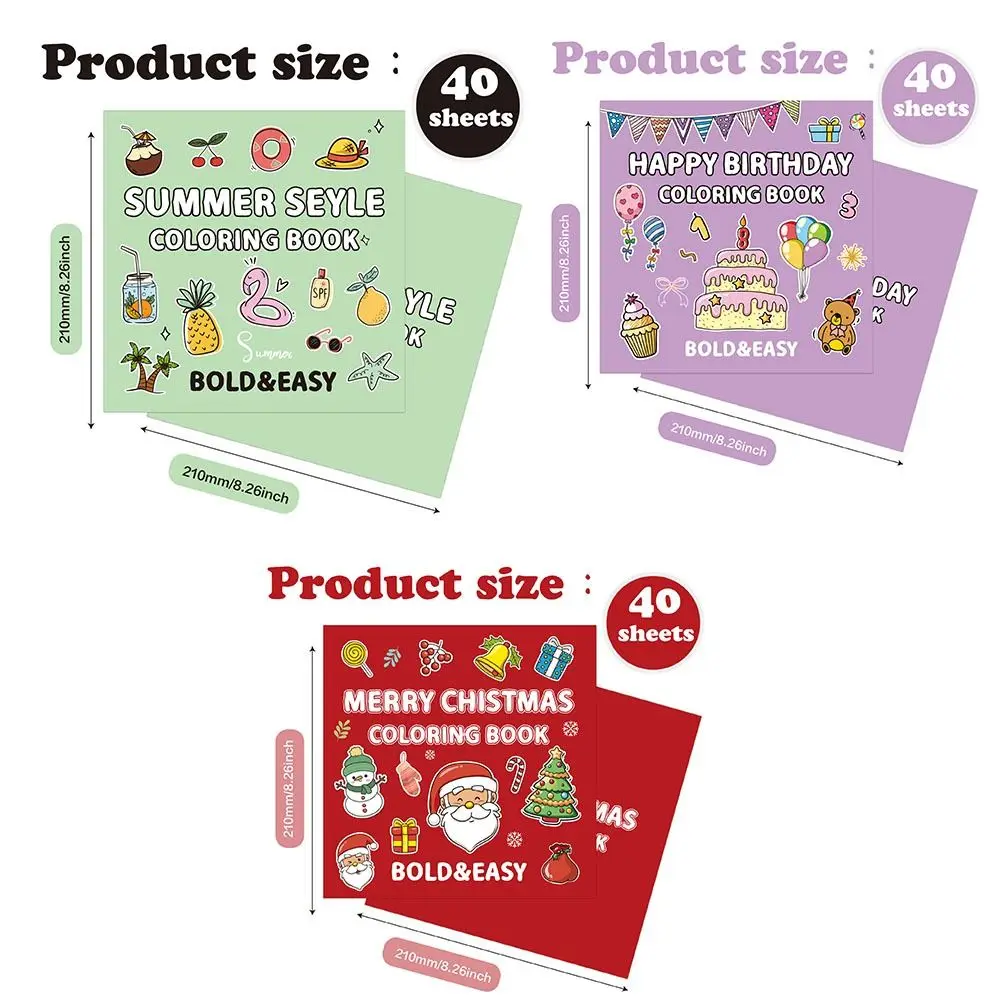 Handmade Happy Birthday Coloring Book Creative Safe-to-Use Watercolor Painting Book DIY Educational Filling Color Book Children