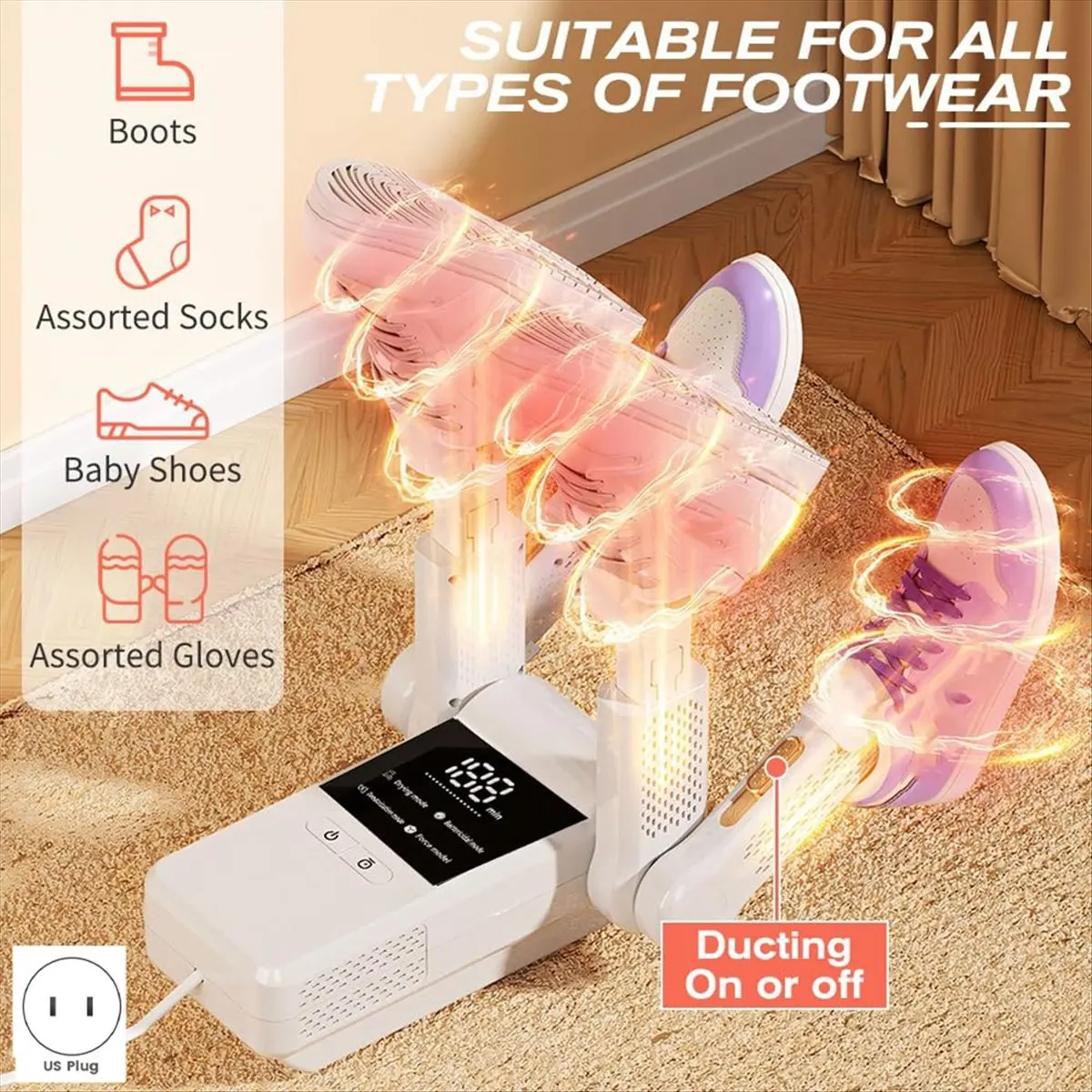 FZFZ Intelligent Control Shoe Dryer Shoe Dryer Intelligent Timer Shoe Footwear Dryer with Thermostatic for Quick ForShoes(US)