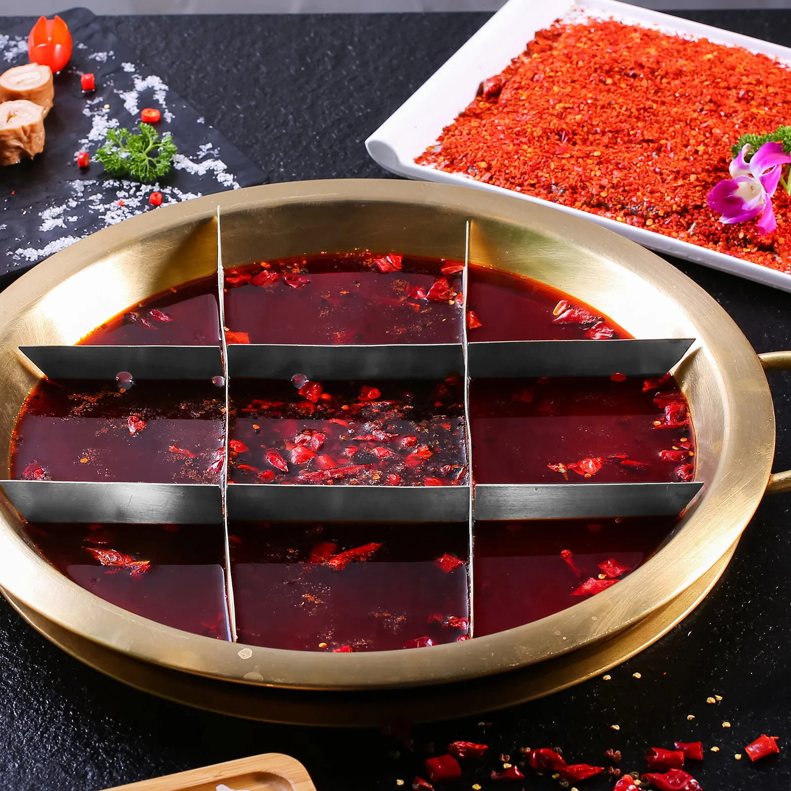 

Многоразовый разделитель для горячих блюд из нержавеющей стали с 9 секциями, для разных вкусов, идеально подходит для острых блюд и шабу-шабу, идеально для всей семьи