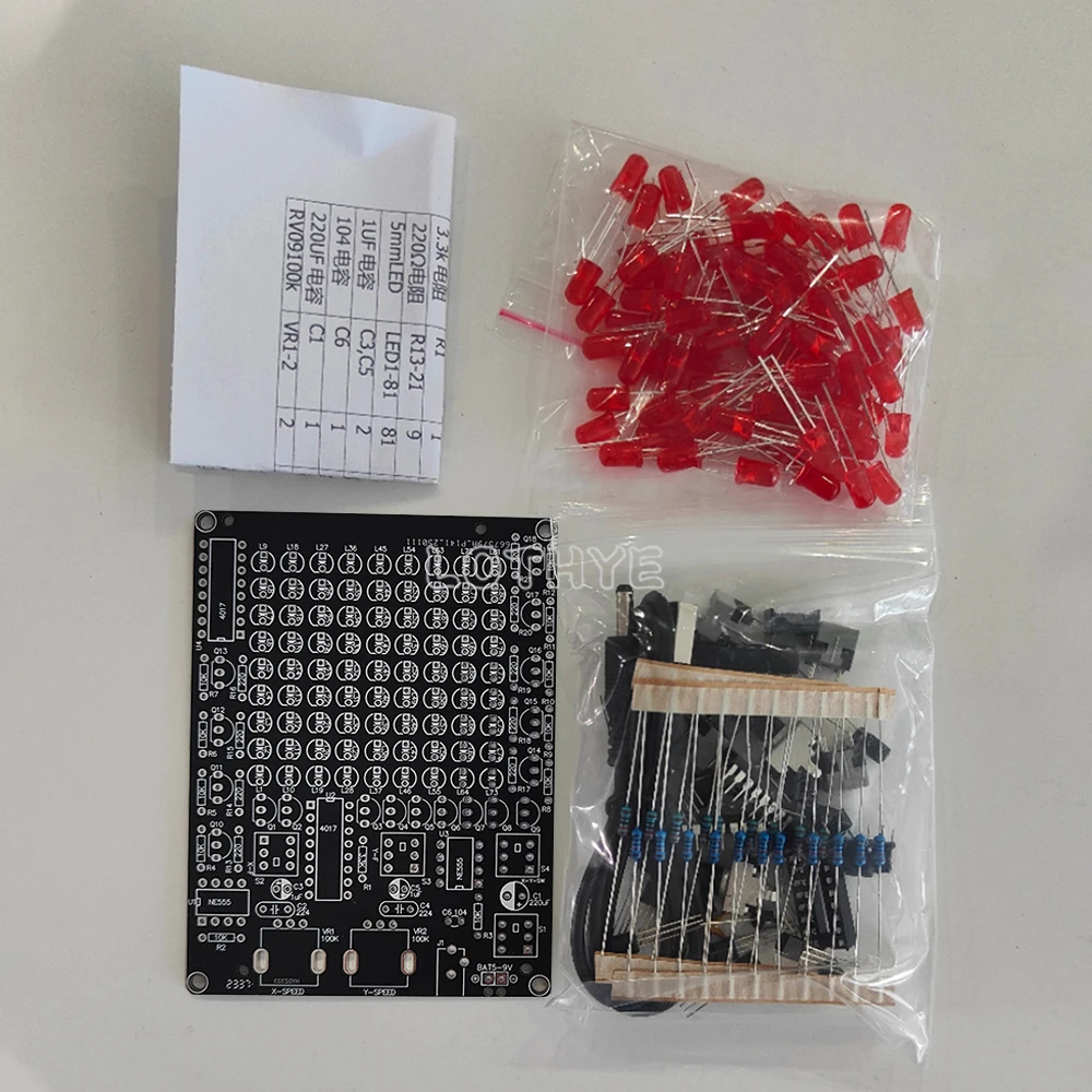 LED Tracking Light Kits X/Y-axis DIY Electronic Kit Adjustable Speed Flow Water Light Flashing LED Follow Spot Fun Soldering