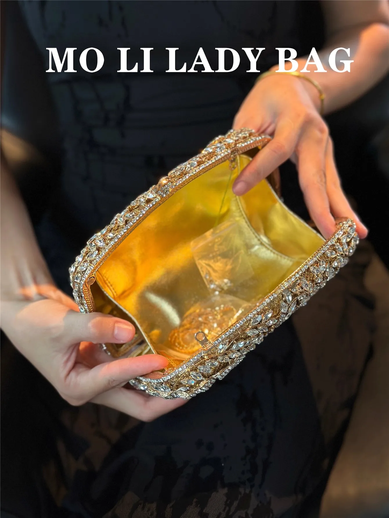 Glitter Diamond Floral Metallic Clutch Purse Wedding Party Banquet Bag Luxury Rhinestones Exquisite Evening Bag Women Handbag - view 6