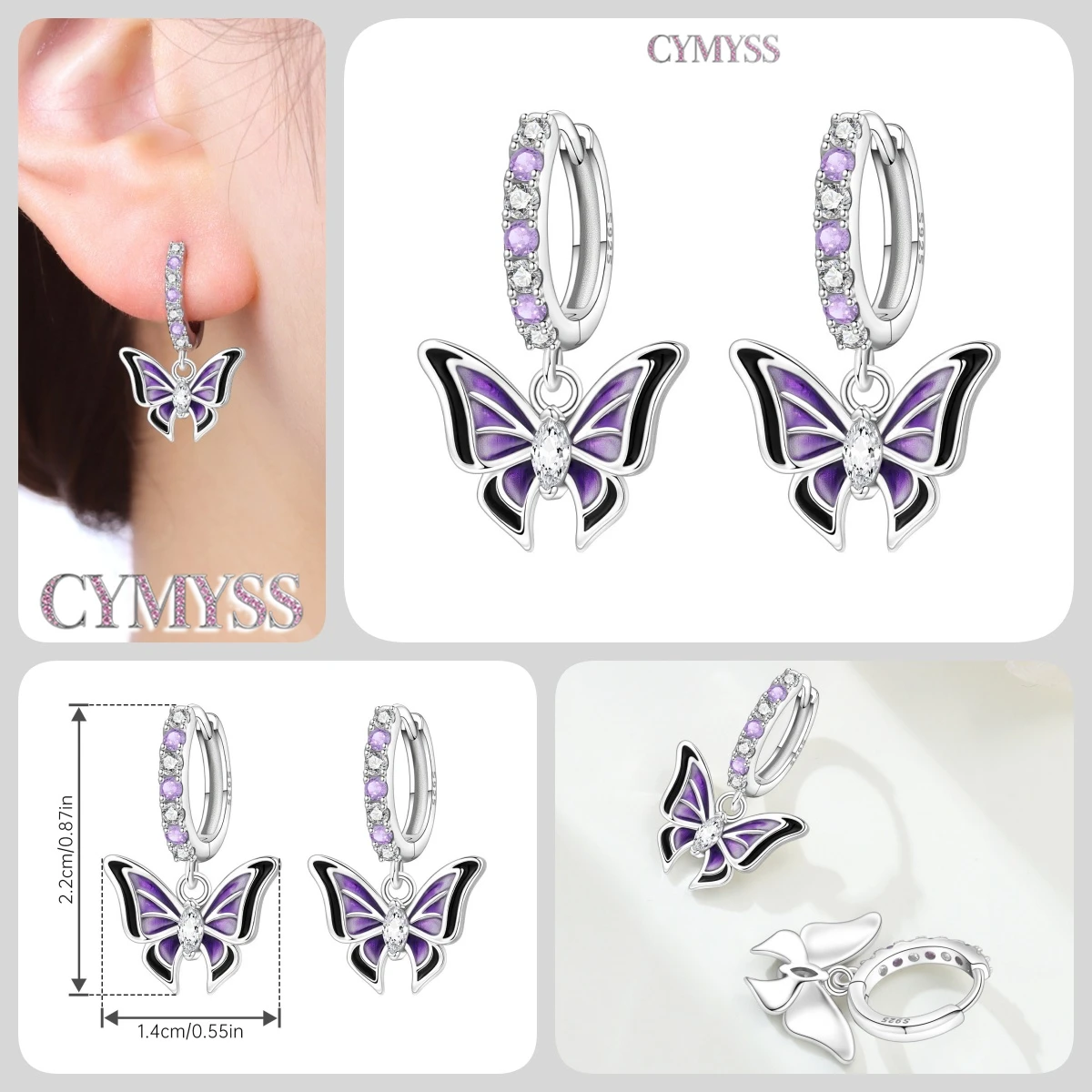 925 Sterling Silver Inlaid Zircon Butterfly Earrings Insect Element Original Design Women's Fashion Party Jewelry Gift Ear Loops Sd5e6546bcad84f50ad480eaeebdc5b27g