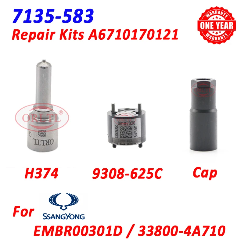 7135-583 Repair Kits Nozzle H374 Valve 9308-625C For SsangYong Injector 33800-4A710 A6710170121 EMBR00301D