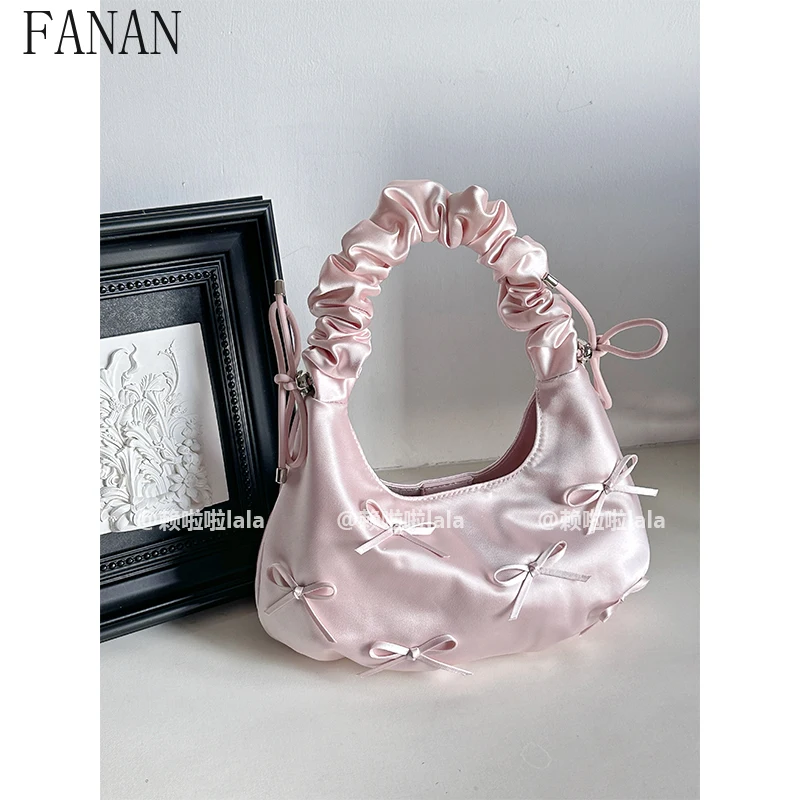 

Sweet and Cute Fashion Bow Pleated Ladies Top-Handle Bag Elegant Spring Summer New Shoulder Bags for Women 2025 New