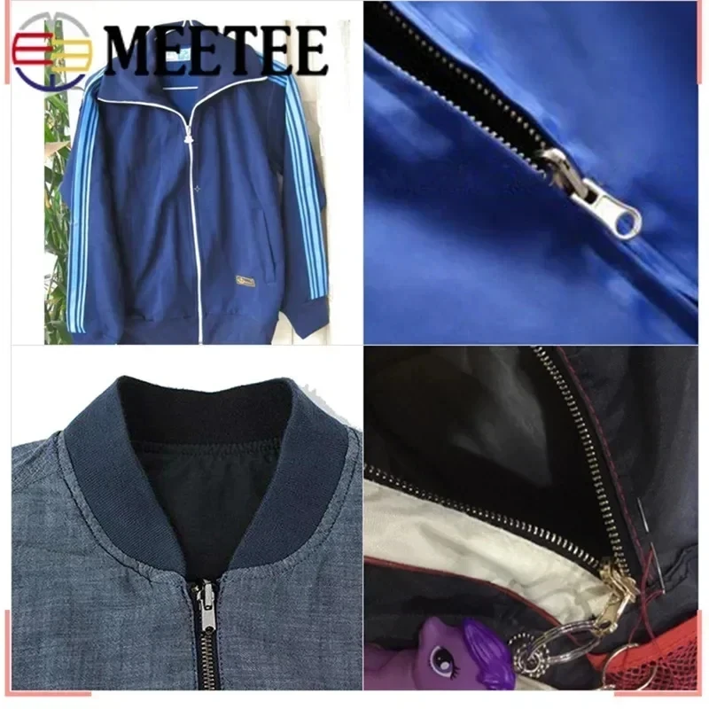 Meetee 2Pcs 70cm 5# Metal Zipper Reversible Rotary Slider Open End Zips Down Jacket Cloth Double Side Zip DIY Sewing Accessories