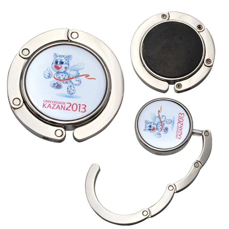 

Customized Logo Business Promotional Gifts Women Handbag Hanger Custom Folding Purse Hook Metal Bag Holders for Table 40 Pieces