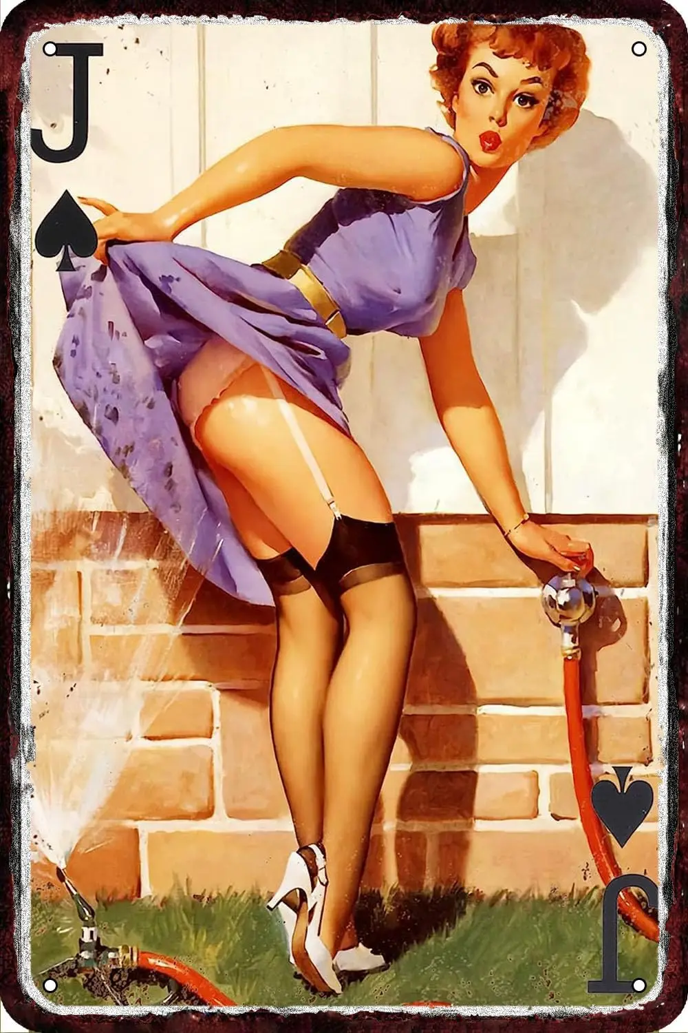 Sexy Poker Pin Up Girl Vintage Metal Tin Sign Wall Retro Art Funny Decorations for Home Man Cave Bedroom Bar Decor 8x12 Inch