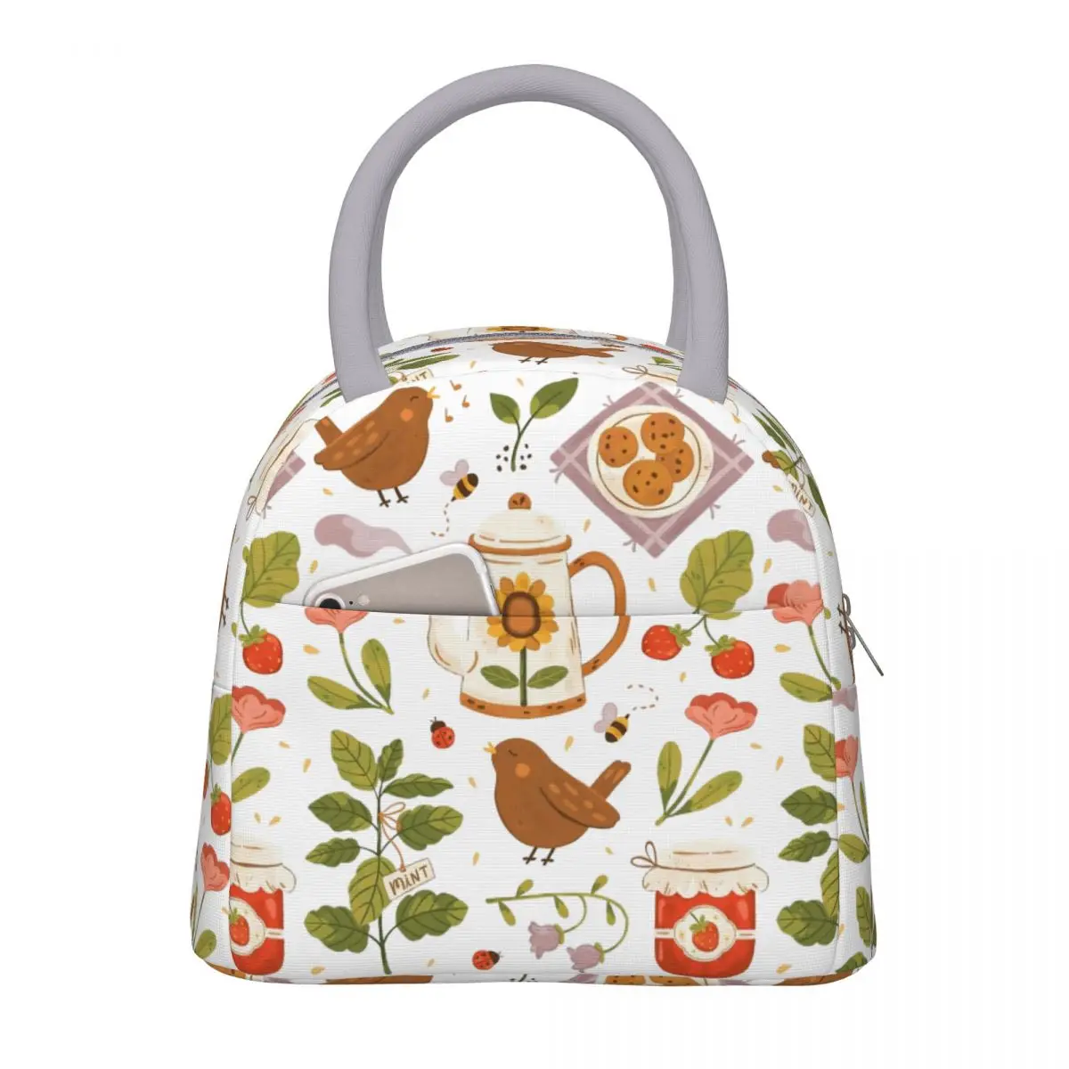 

Garden Tea Thermal Insulated Lunch Bag for School Portable Food Bag Cooler Thermal Lunch Boxes