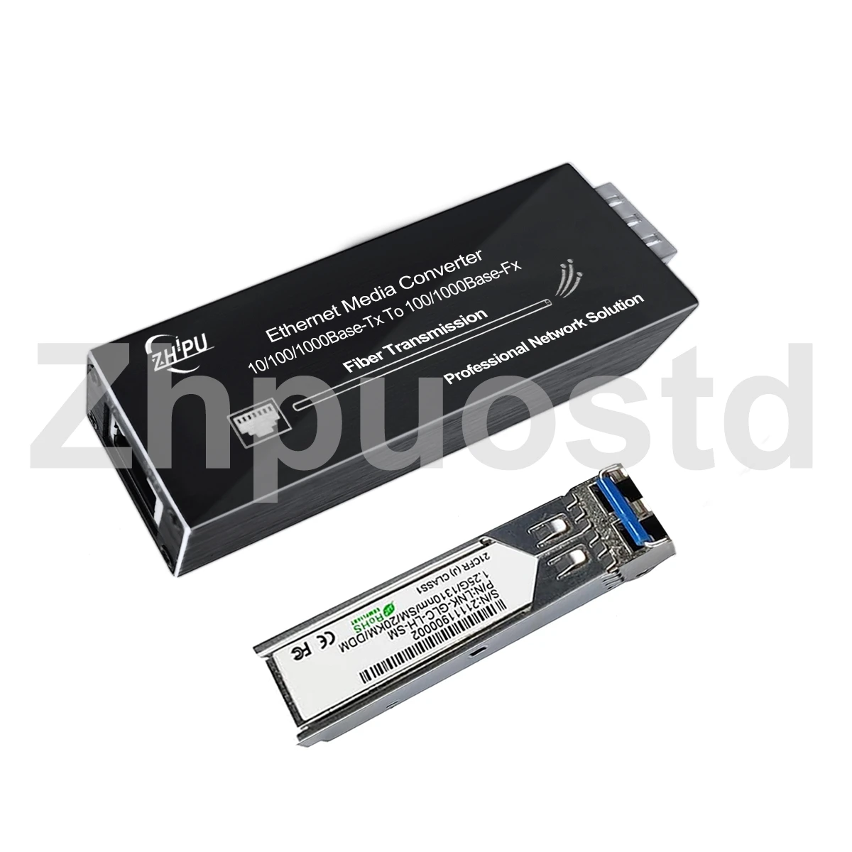 

Mini Gigabit Fiber Media Converter 10/100/1000Mbps Ethernet with Optional SFP Module & Single-mode SC Module Type-C Power Supply