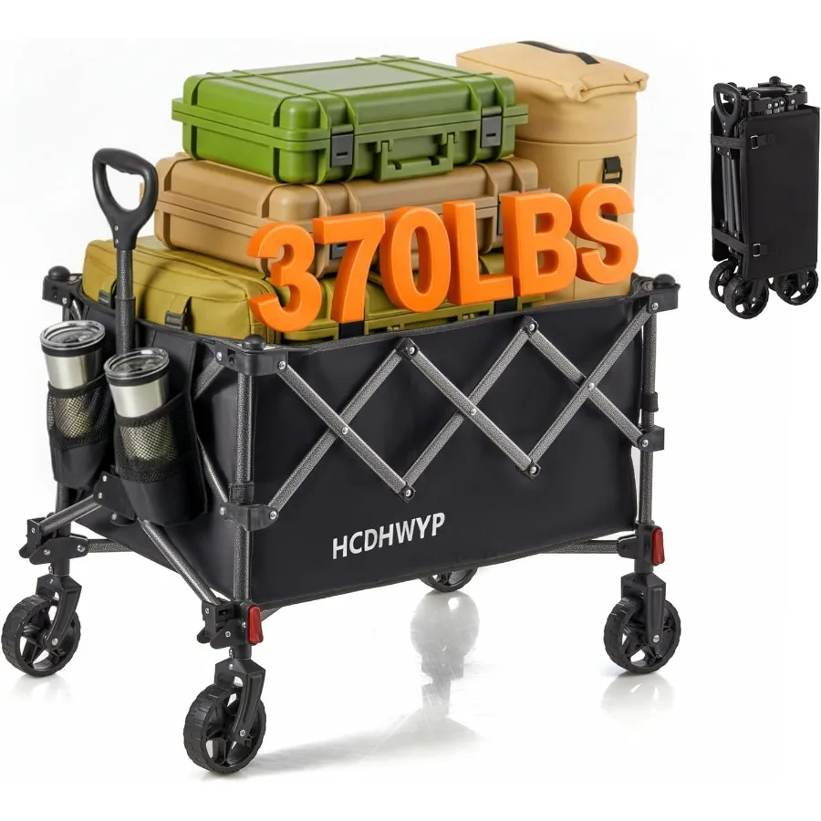 

Collapsible Heavy-Duty Wagon Cart with PVC Wheels Portable Folding Outdoor Utility Wagon for Sports Garden Grocery Shopping Cam