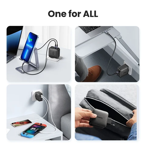 UGREEN 65W GaN Зарядное Устройство Quick Charge 4.0 Type C для iPhone и MacBook — фото товара
