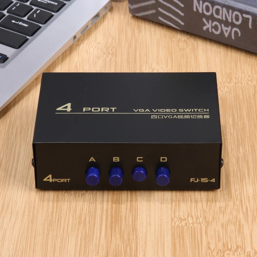 4 Port VGA Splitter Box 1 in 4 Out 4 PC To 1 Monitor VGA Vedio Splitter 130MHz Bandwidth VGA Switchs for Monitor PC
