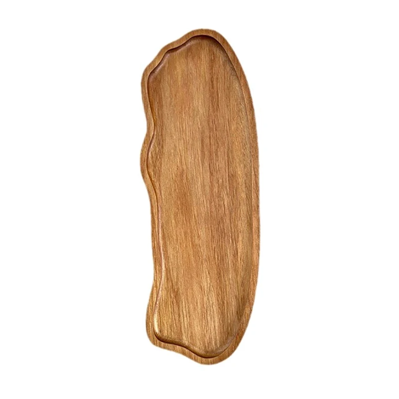1PC Houten Dienbladen Ovale Houten Dienblad Schalen voor Serveren Voedsel Gerechten Dinerborden Massief Houten Ronde Dessertbord