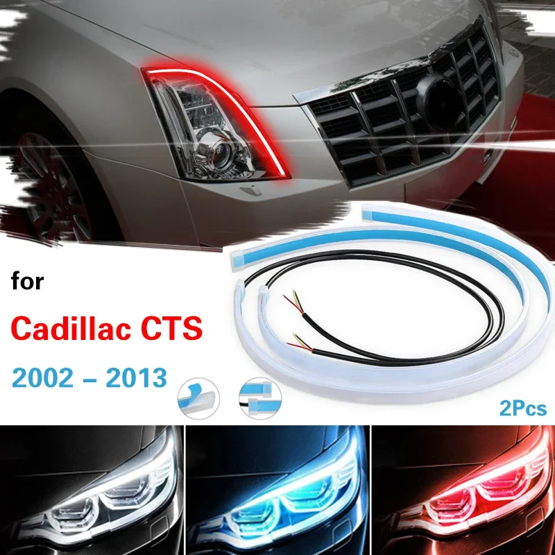 

For Cadillac CTS 2002-2013 12V DRL LED Strip Turn Signal Light Yellow Flexible Drl Led Daytime Running Light Car Headlight 2pcs