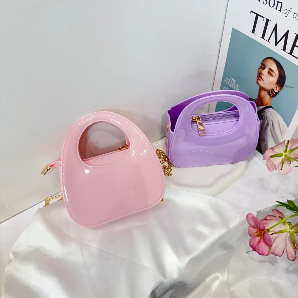 

Casual PVC Jelly Bag Hand-held Adjustable Length Shoulder Bags Solid Color Large Capacity Handbags Children's