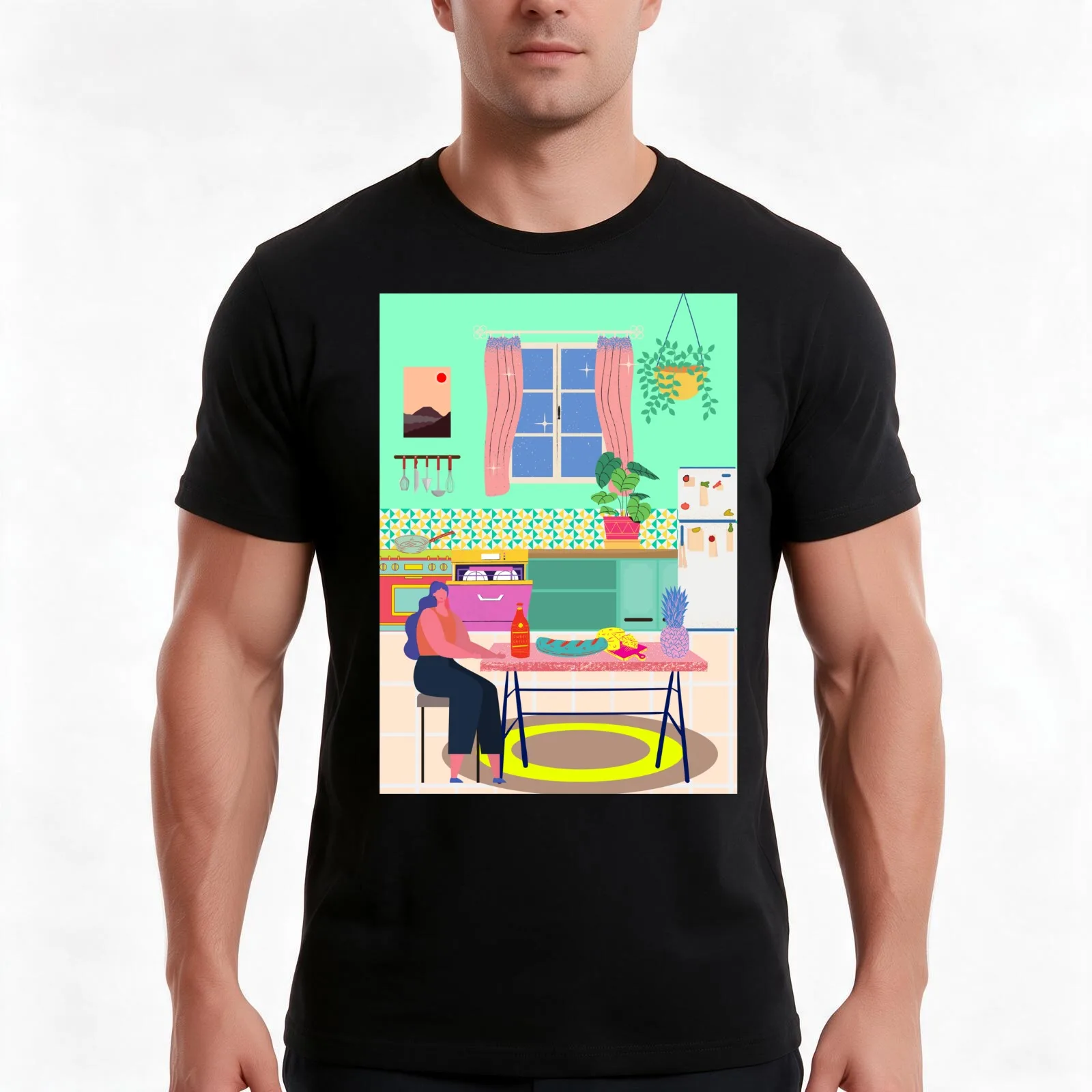 Paradise House Kitchen T-Shirt, Summer Casual Cotton Tee, Oversized Streetwear Tops, Vintage Graphic Print, Unisex Men Women