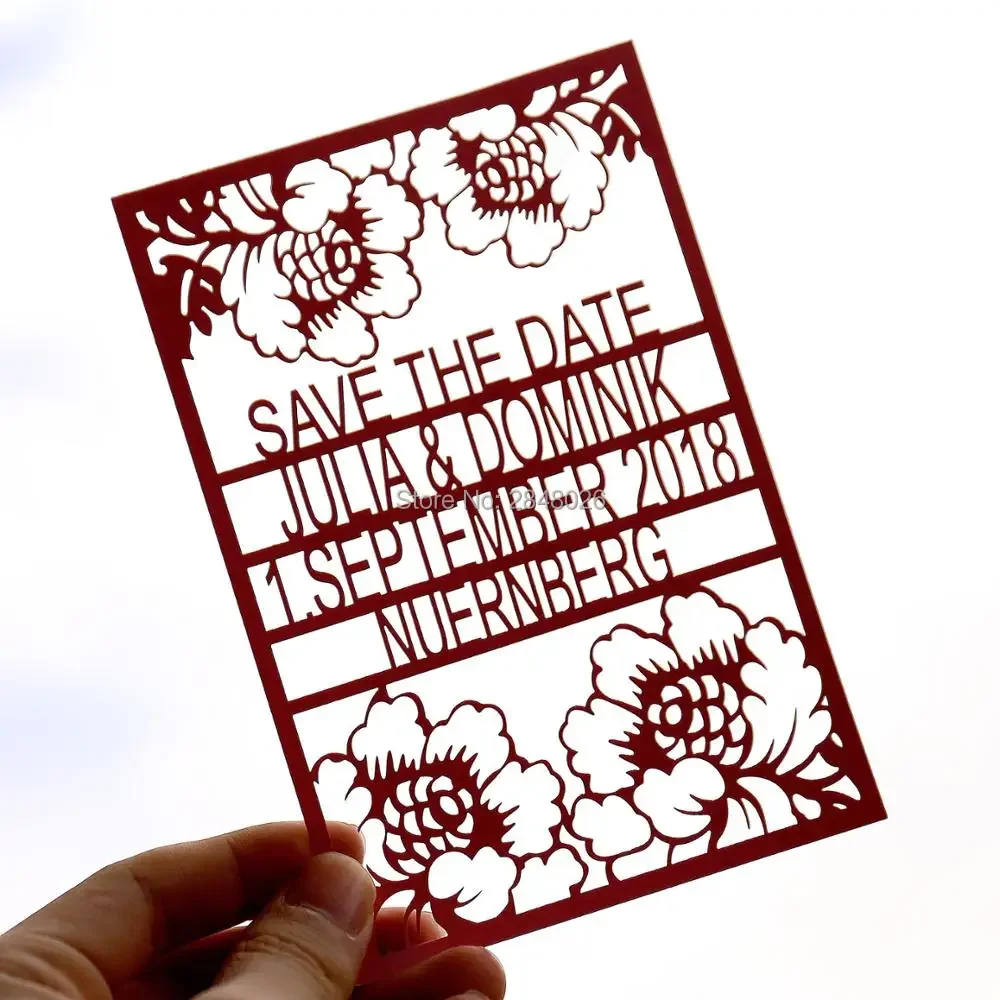 

Personalized flower save the date, laser cut wedding save the date cards,wedding invitation cards