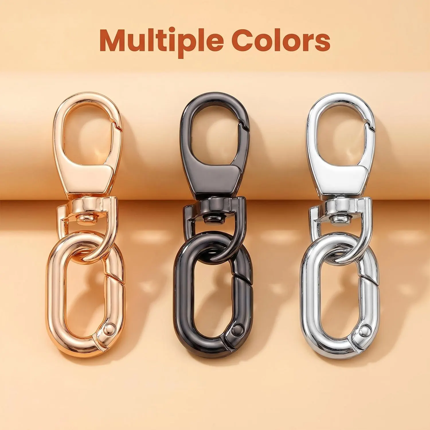 2Pcs Double Opening Keychain Clip, Snap Hook Purse Clip for DIY Crafts Purse Making Buckles