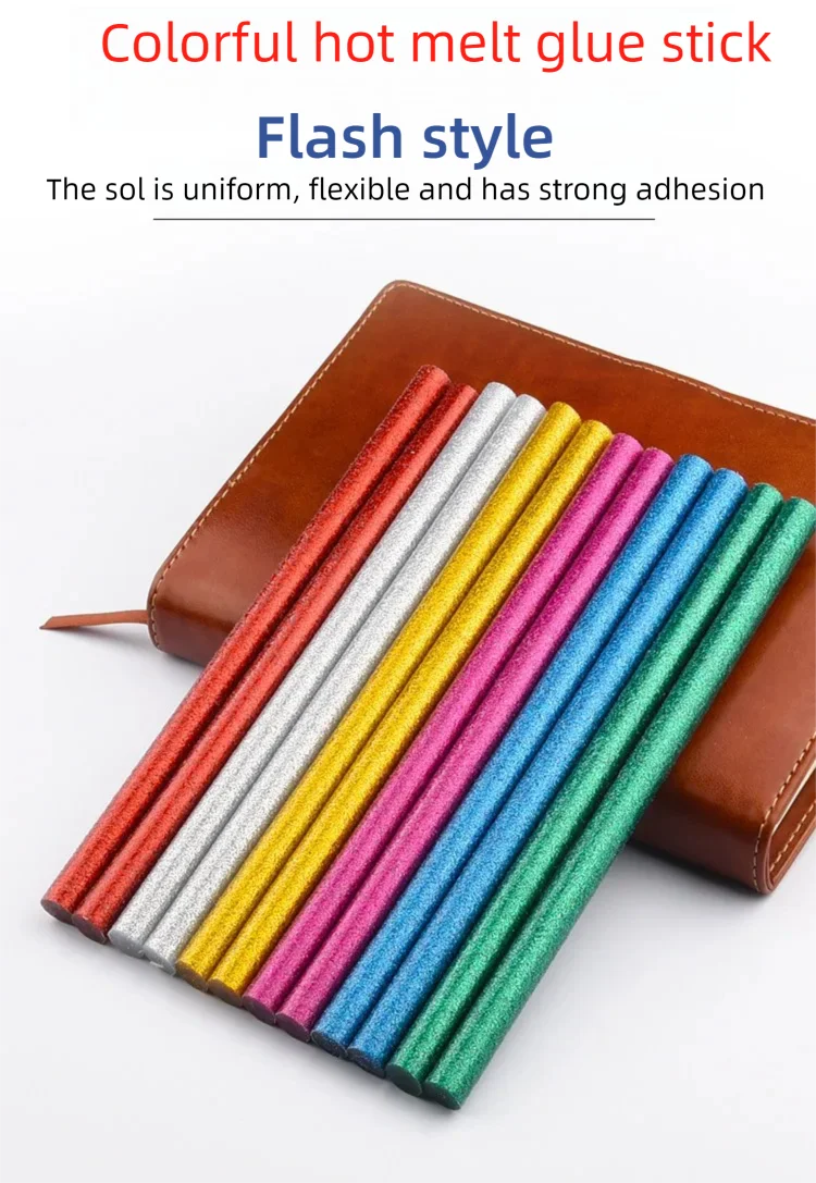OD 7mm 11mm Colorful hot melt adhesive stick high viscosity flash electric hot melt adhesive strip DIY creation length 100-200mm