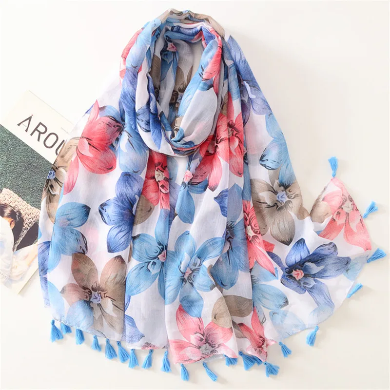 Fashion Women Spring Autumn Viscose Scarf Shawl Luxury Aztec Geometric Tassel Pashmina Stole Wrap Echarpe Foulards Muslim Hijab