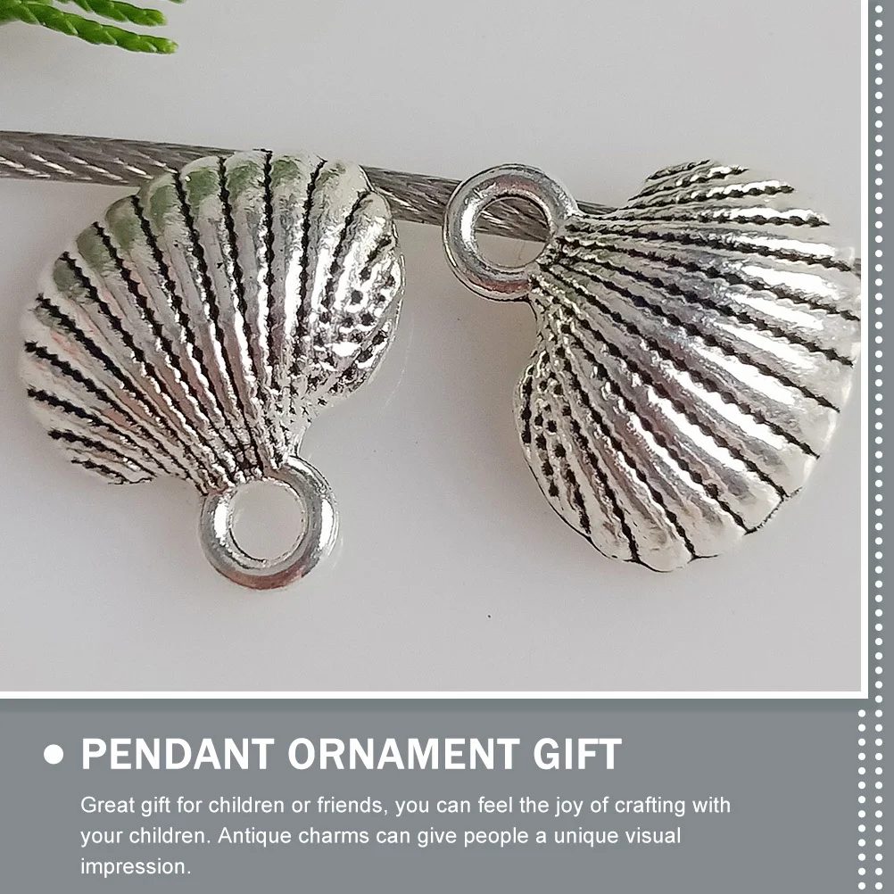 

100 шт., подвески в виде ракушки для изготовления ювелирных изделий своими руками, аксессуары из сплава, винтажные серебряные подвески