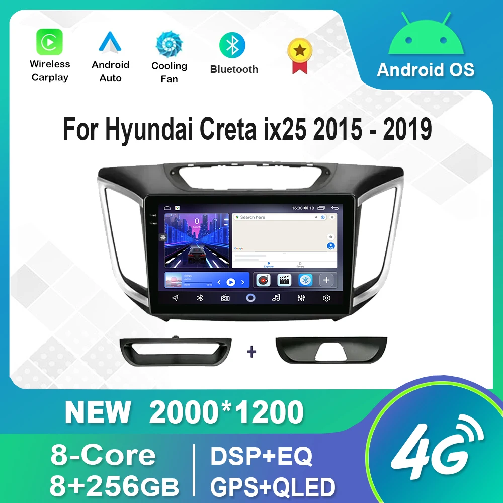

HD Touch Screen For Hyundai Creta ix25 2015 2016 2017 2018 2019 Android Auto Video Multimedia Player Bluetooth GPS DSP