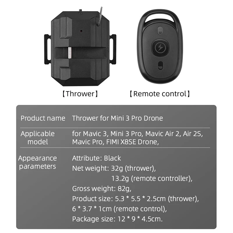 Thrower Airdrop Airdropper Delivery  for DJI Mavic 3/Mini 3 Pro/MINI3/Mavic Air 2/Air 2S,FIMI X8SE Drone Load 750g Accessory