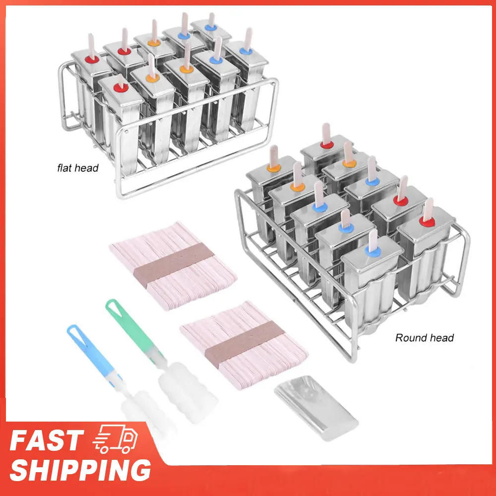 10 Molds Stainless Steel Ice Cream  Mould Lolly Popsicle Stick Holder Popsicle Mold Stainless Steel Ice Cream Mould