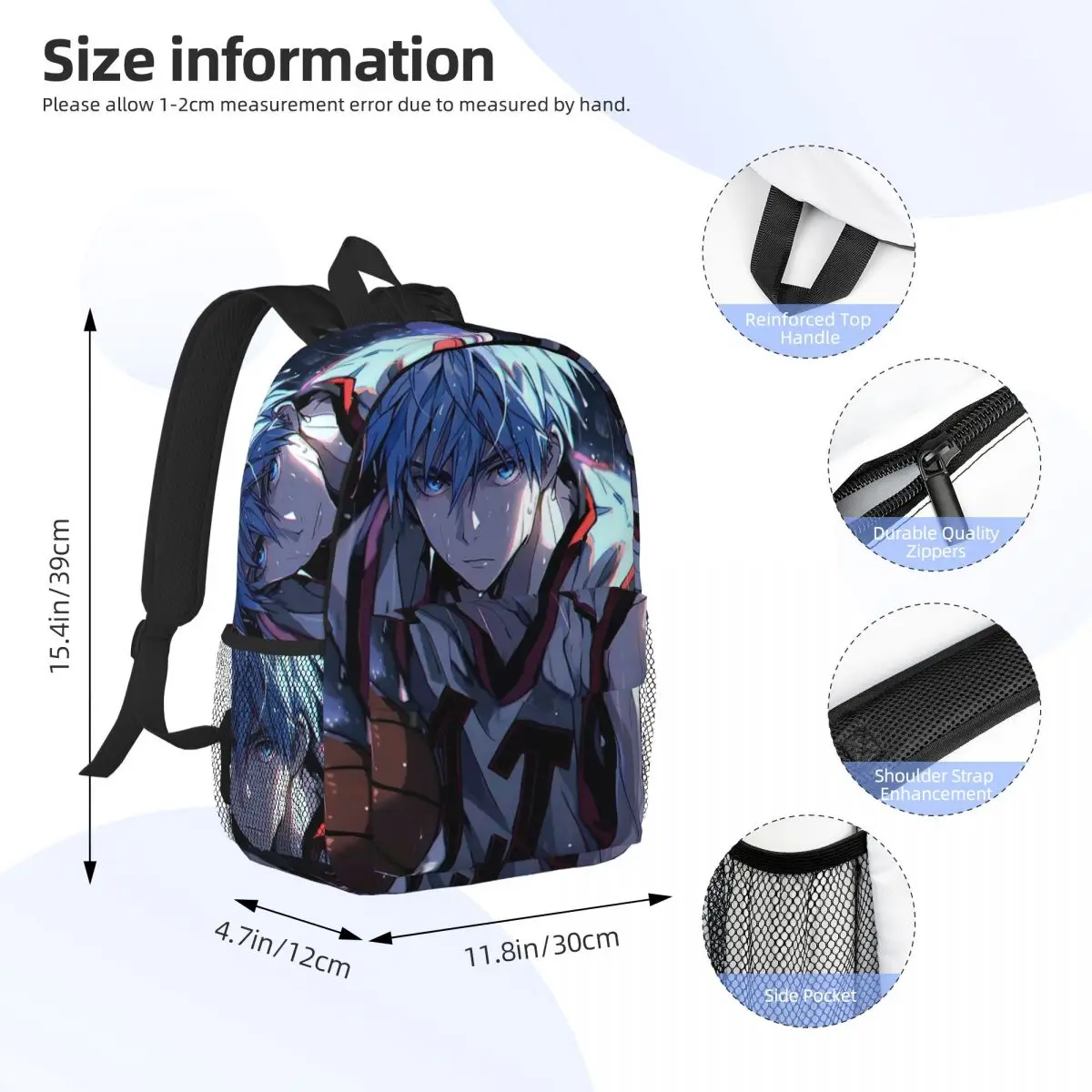 Basketball Kuroko No Basket Anime Backpack Daypack Large Capacity Boys Girls BookBag Shoulder Bags for Men Women School Bag