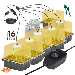 16 CM 12 komórek Tace startowe do sadzonek Pudełko 8-4 Koraliki Światła LED do uprawy Możliwość przyciemniania Jasność Czarny Pojemnik do rozmnażania Kiełkowanie z wentylowaną kopułą wilgotności