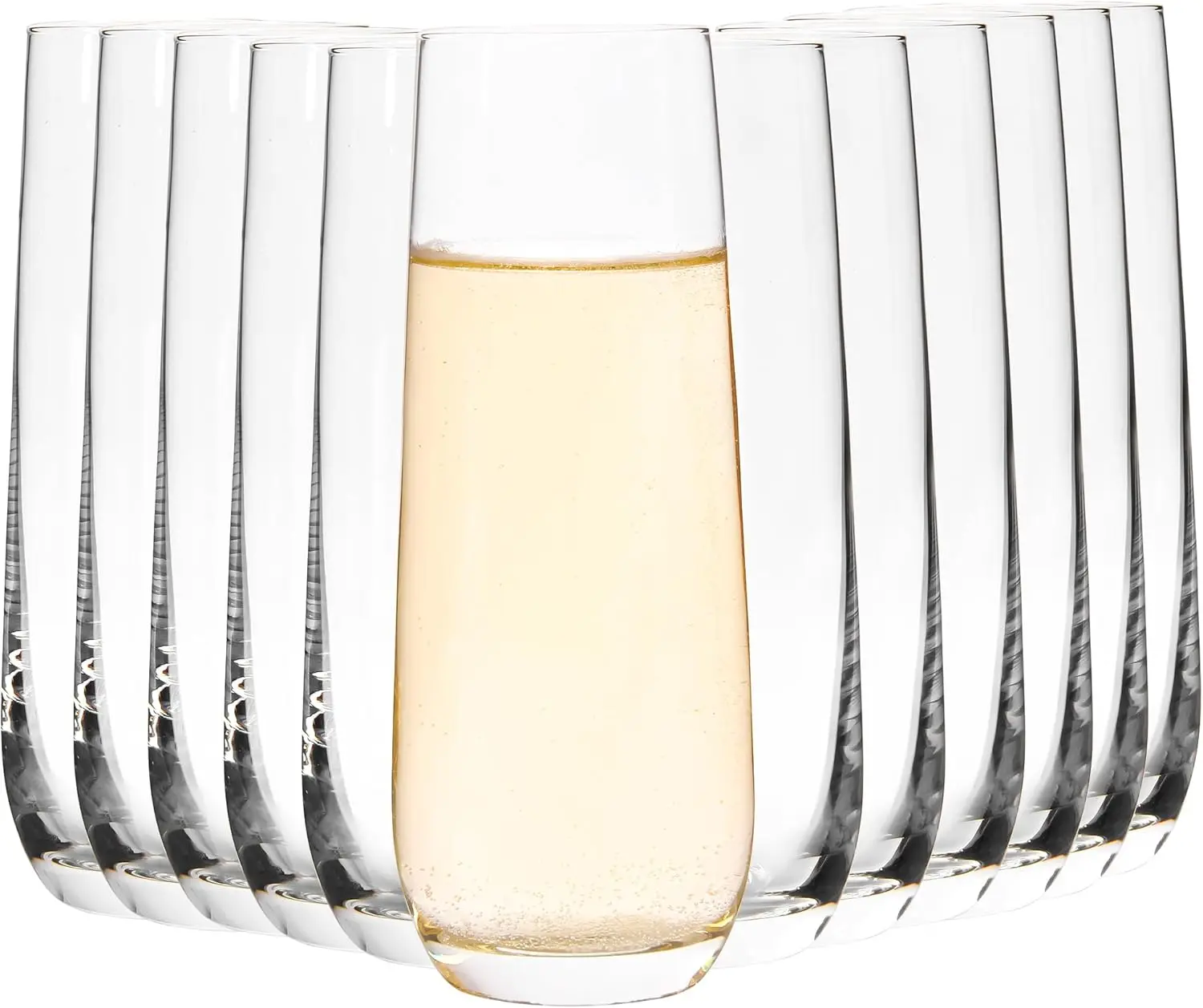 

Champagne Glasses Set of 12, Stemless Flute, Modern Clear Wine Glasses for Party, Dishwasher Safe