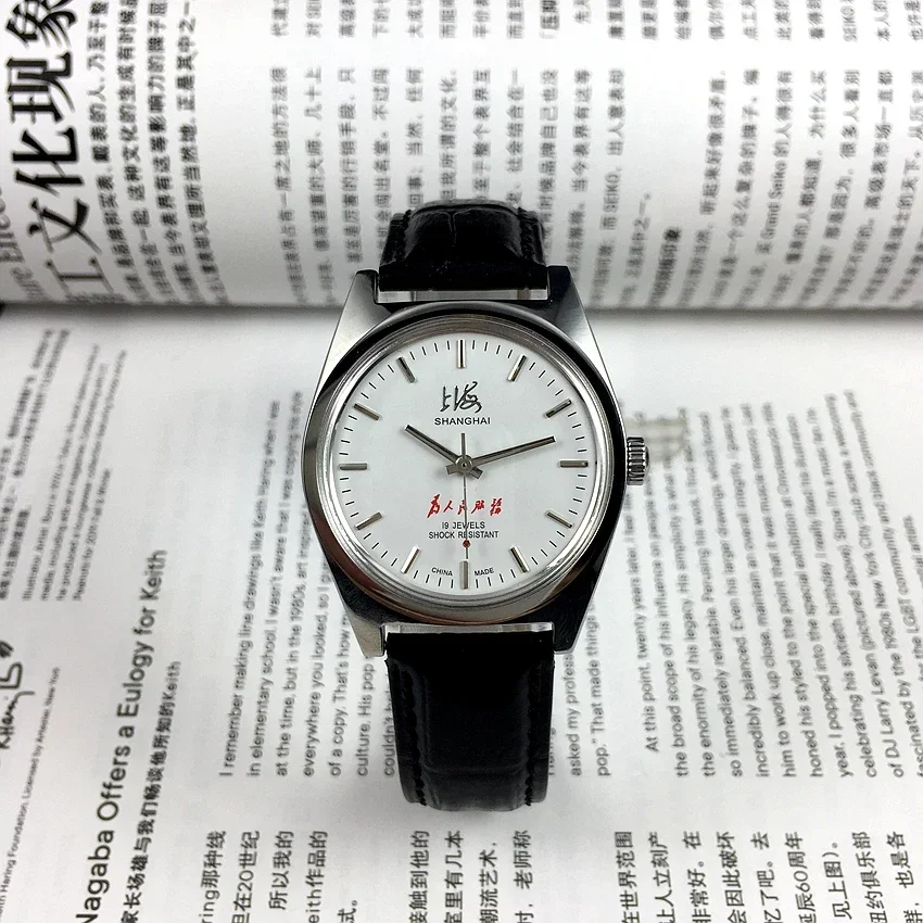 7120 type white-faced all-steel shockproof manual mechanical men's watch with a diameter of 37mm