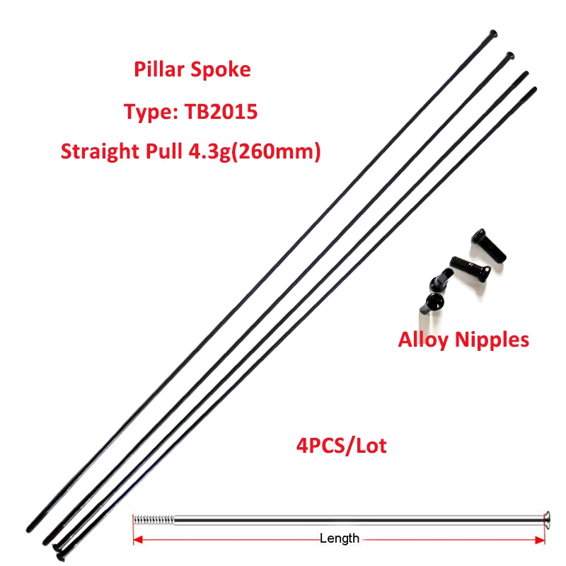 4 teile/los Säule TB2015 Fahrrad Speichen FG14 2,0mm 0,0166g/mm gerade pull Triple Butted Edelstahl Schwarz 250-306mm Legierung Nippel – Detail 2