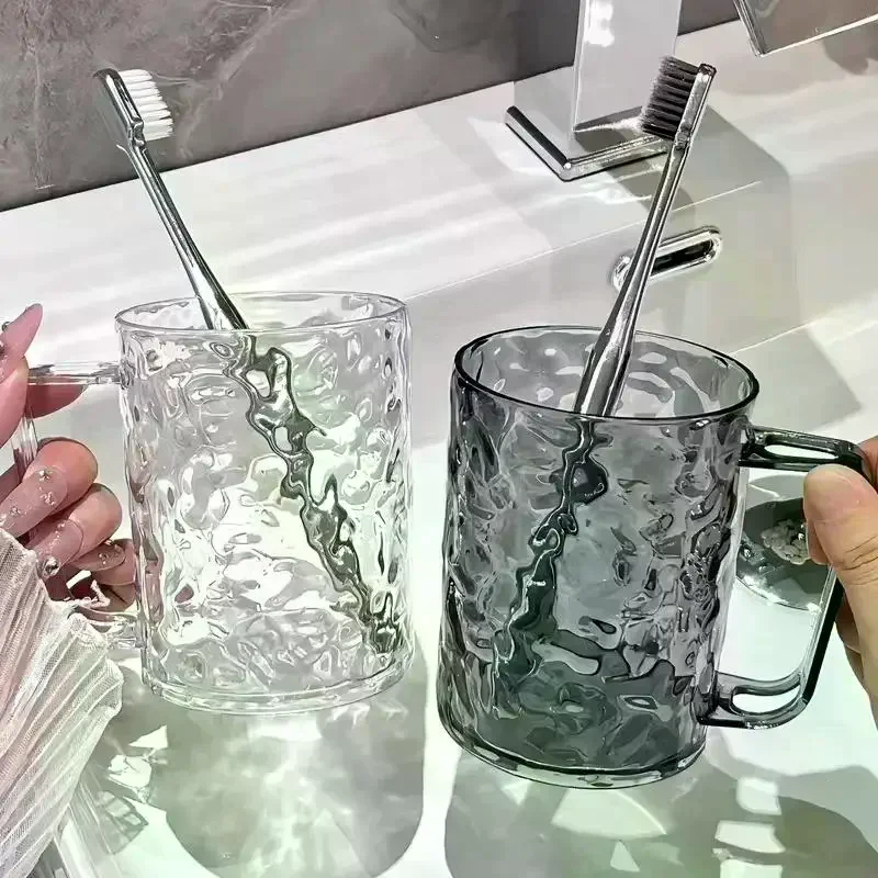 /YOV/Mouthwash Toothbrush Cup With Handle Home Bathroom Tumblers Portable Mug Transparent Toothbrush Holder Plastic
