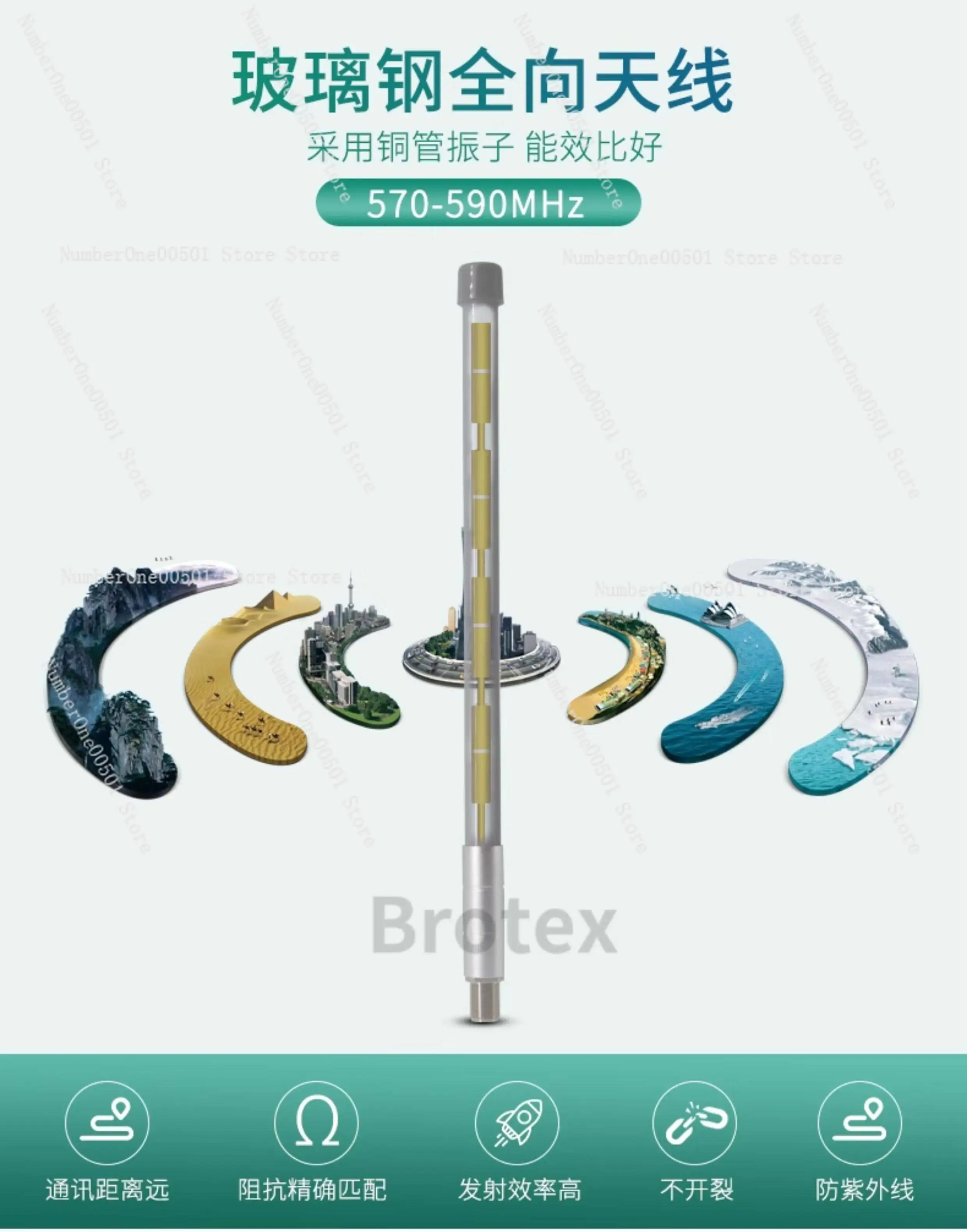 

Всенаправленная антенна из стекловолокна 580 МГц 570 Уличная антенна с высоким коэффициентом усиления 590 МГц для телеметрии LTE
