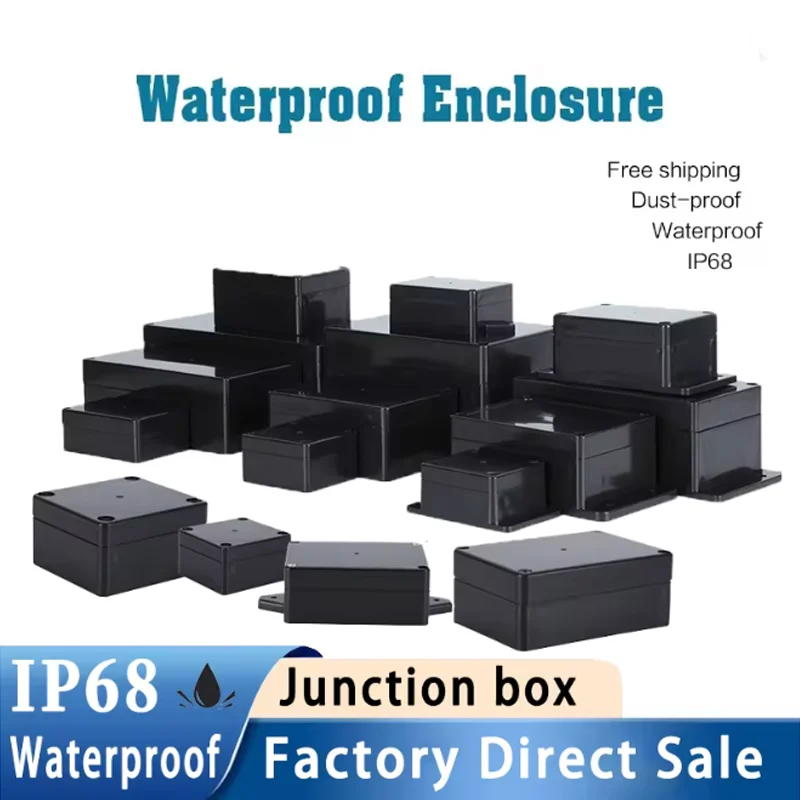 ABS Black Outdoor Waterproof Enclosure Plastic Box Electronic Project Instrument Case Electrical Project Junction Box Housing