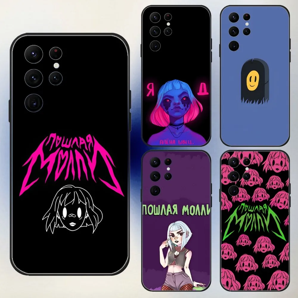 Poshlaya Molly Band  Phone Case For Samsung S24,23,22,30,21,10,9,Ultra,Plus,Lite,FE,5G Black Soft Case