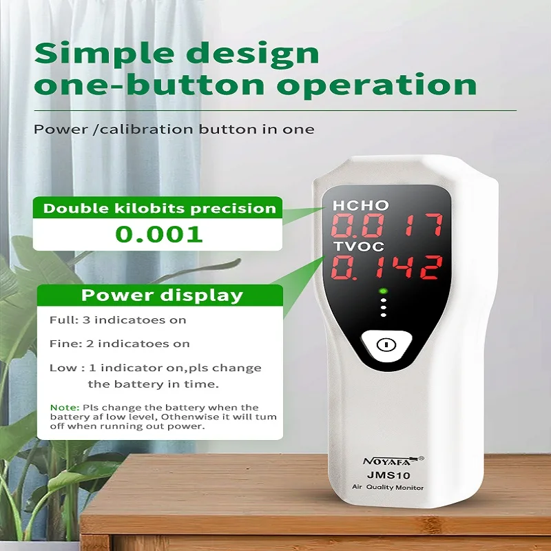 NOYAFA Gas Detector JMS10 Air Quality Monitor HCHO TVOC Formaldehyde Tester LED Diaplay Detect Pollution Meter For Home Office