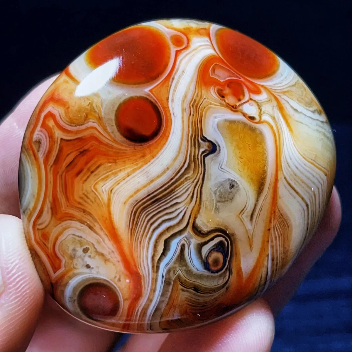 Earth Mined Banded Agate Palm Stone, Tumbled Polished, Gift Stone, Birthday Gift, Natural Stone, Crystal Collection