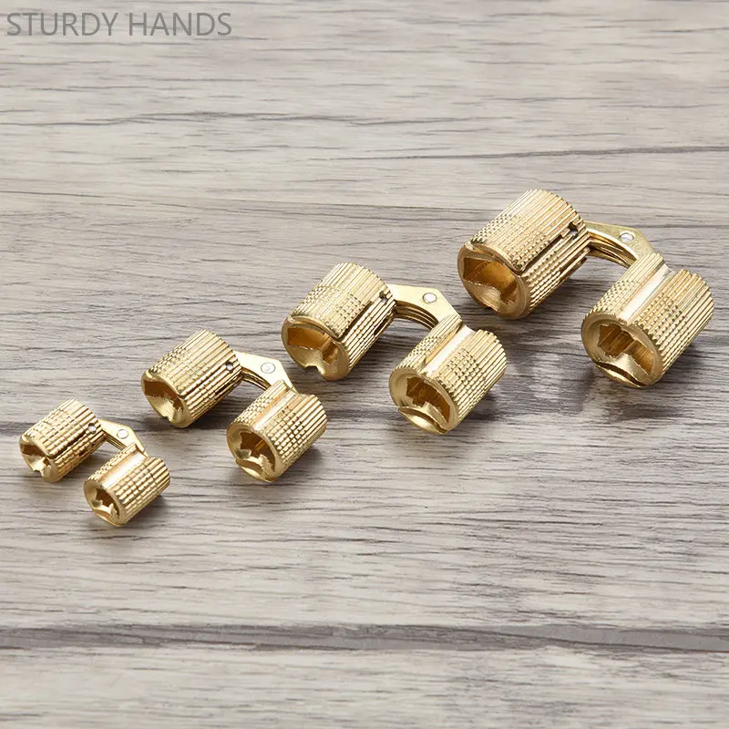 2PCS 8mm-18mm Copper Barrel Concealed Hinges Cylindrical Hidden Cabinet Hidden Door Hinges for Furniture Hardware Support