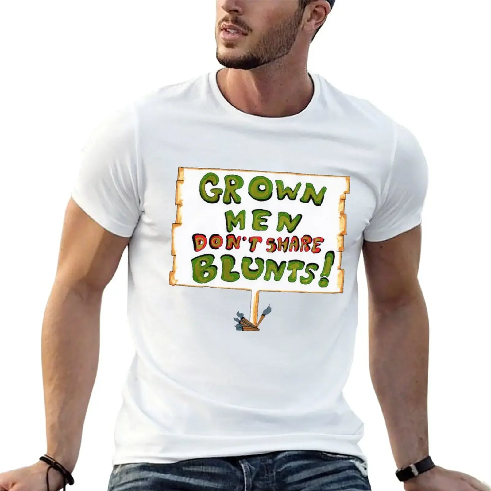 Grown Men Don't Share Blunts T-Shirt oversized customizeds Men's cotton t-shirt