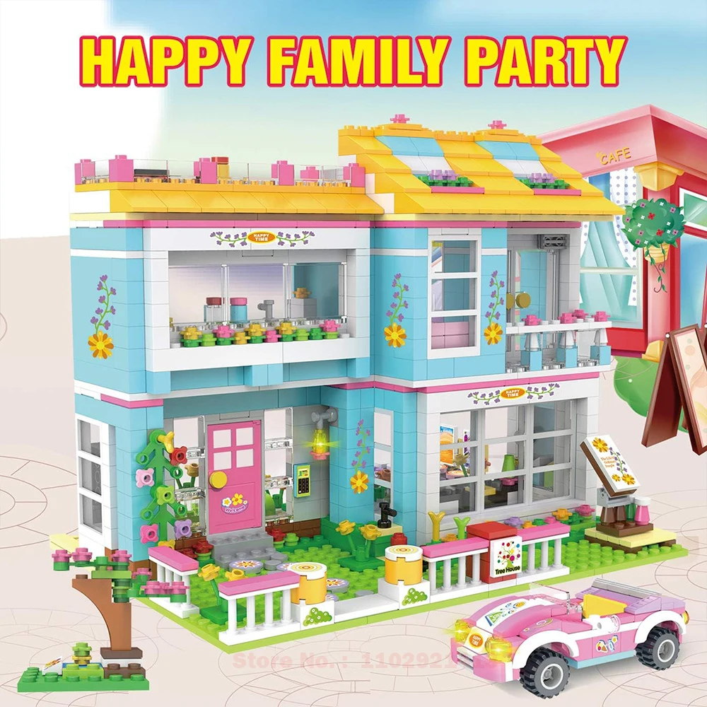 1009Pcs Friends House Building Blocks Family Friends House Building Kit with Sports Car Creative Roleplay Toy Birthday Gift