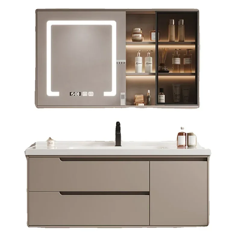 

Ceramic Washbasin Cream Bathroom Cabinet Combination Integrated Basin Sink Bathroom Cabinet Armadietto Room Furniture