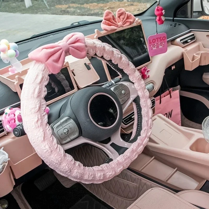 Car Pink Interior Set For BYD Seagull Steering Wheel Cover Storage Box Center Controls Modified Interior Refit Parts Accessories
