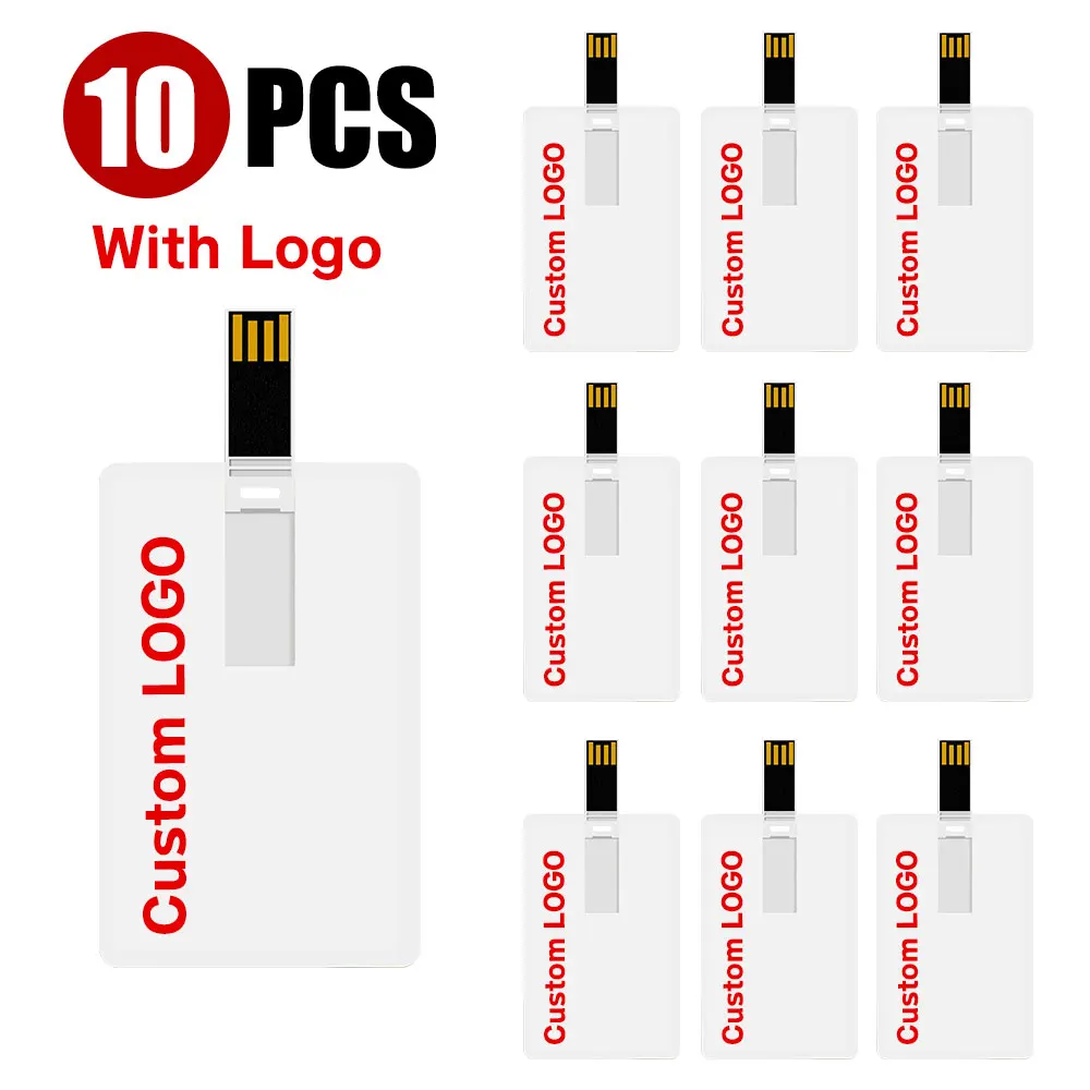 10 Stuks Aangepaste Logo Afdrukken Foto 128Mb 4Gb 8G 16Gb 32G Usb Flash Drive Creditcard Pendrive Bedrijfsnaam Vormige Usb Memory Stick