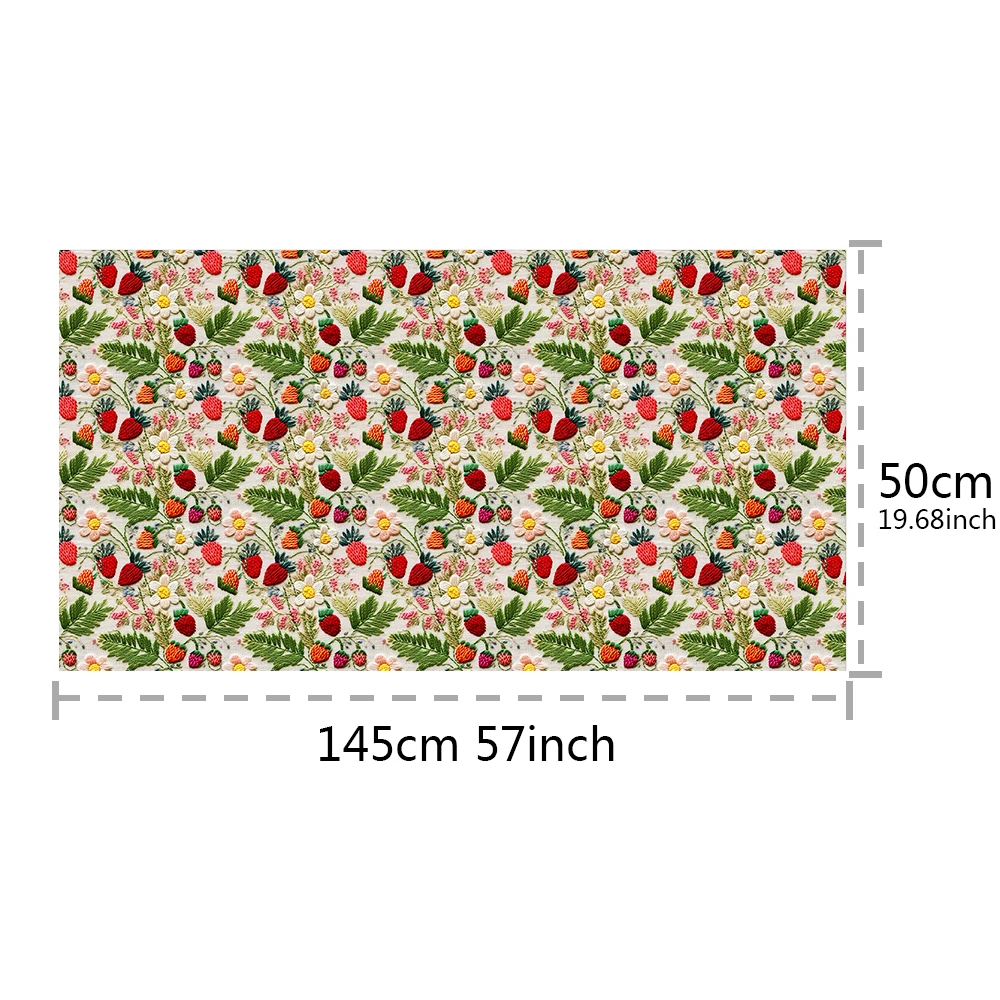 50*145cm Like Embroidery Print Strawberry Polyester Cotton Fabric Tissue Sewing Quilting Fabric Needlework Material DIY Handmade