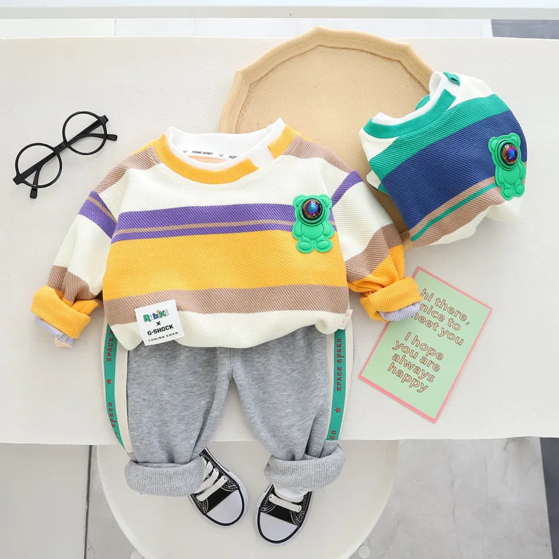 

Baby Boy Contrast Color Pant Sets Spring Autumn Clothes Long Sleeve Sweatshirt Tops and Bottom Sets Baby Items Clothing