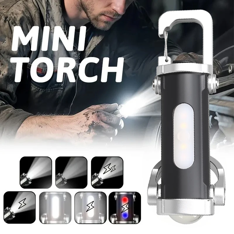 Mini linternas llavero recargables 800LM EDC COB luz de trabajo antorcha Ultra brillante Mini linterna portátil para búsqueda senderismo