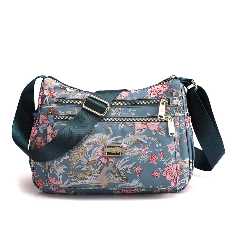 

Multi-pocket Printing Women Shoulder bag High Quality Female Messenger Bag Ladies Nylon Travel portable CrossBody Bag Purple